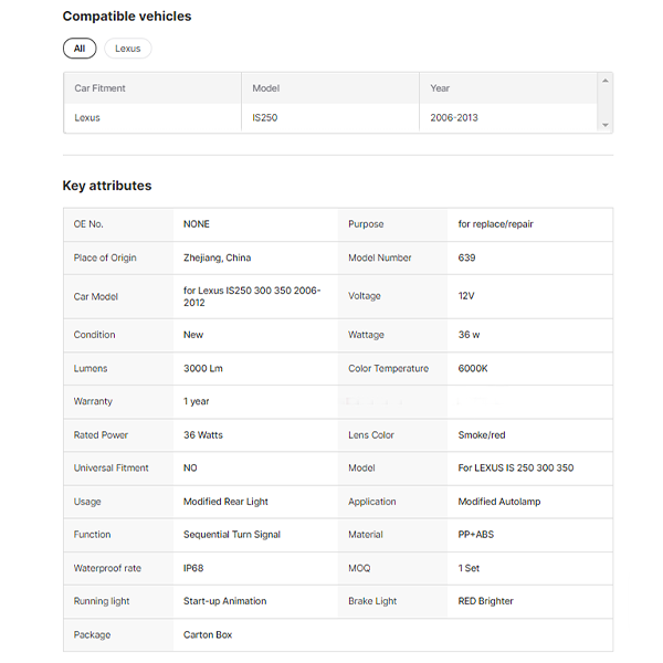 for Lexus IS XE10 250 300 350 2006 - 2012 RGB LED Tail Lamp Led Tail Lights Auto Accessories