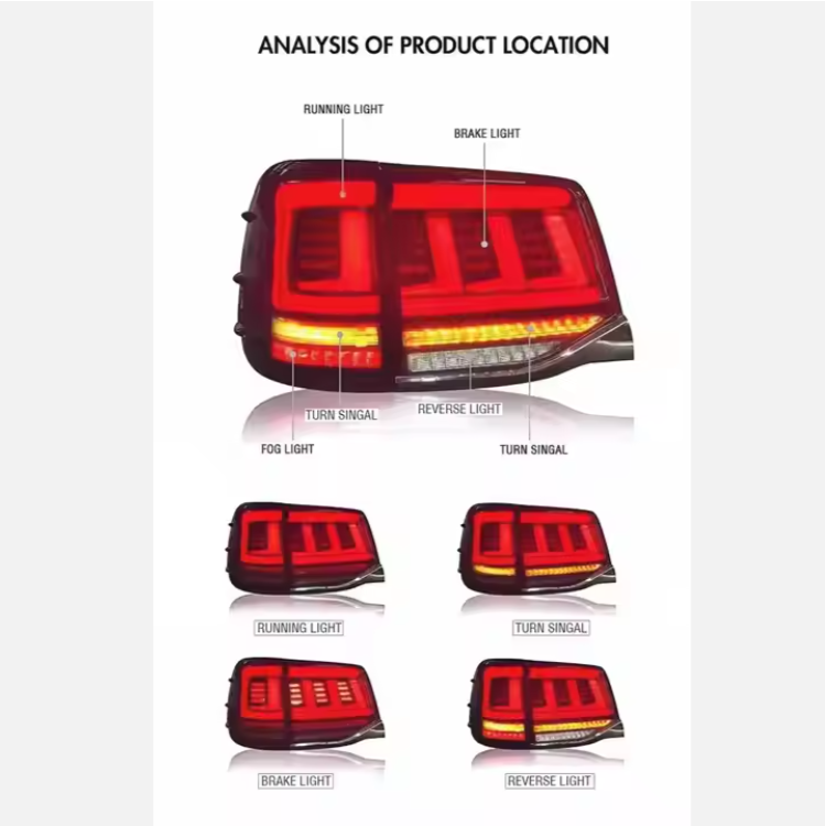 LED Rear Tail Lamp Lights for Toyota Land Cruiser LC200 2016 2021 New Auto Accessory with Red Lens Made ABS Material