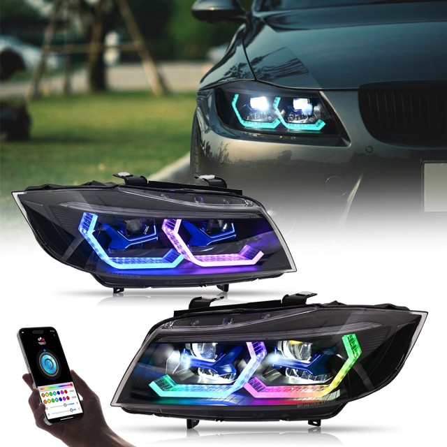 RGB Headlight For 2009-2012 BMW 3-Series E90 E91 320i 323i 325 330 335 (Halogen/Xenon)