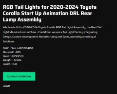RGB Tail Lights for 2020-2024 Toyota Corolla Start Up Animation DRL Rear Lamp Assembly