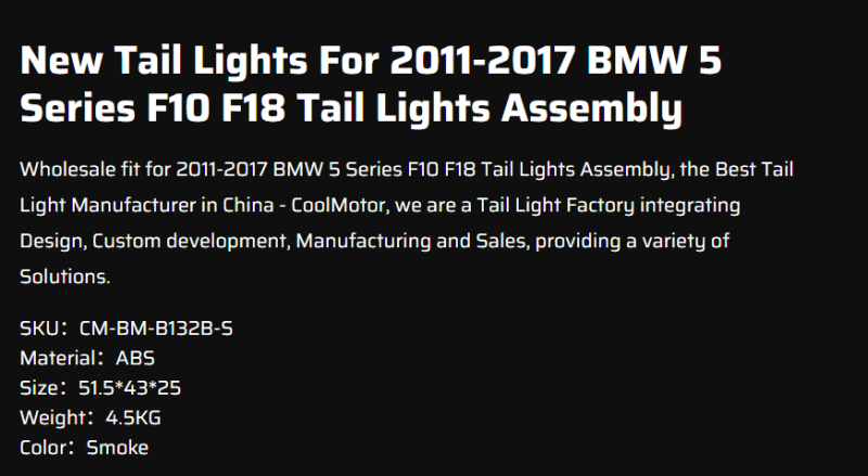 New Tail Lights For 2011-2017 BWM 5 Series F10 F18 Tail Lights Assembly