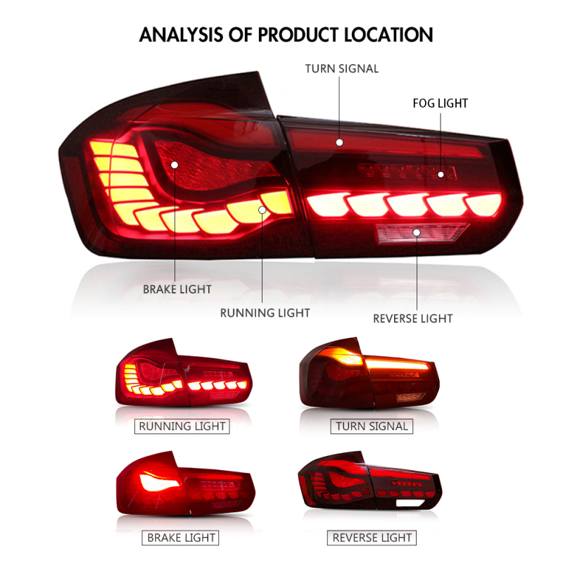 Red Tail light For BMW 3 Series 2013-2018 F30 F35 F80 6th Sedan Tail lights Assembly