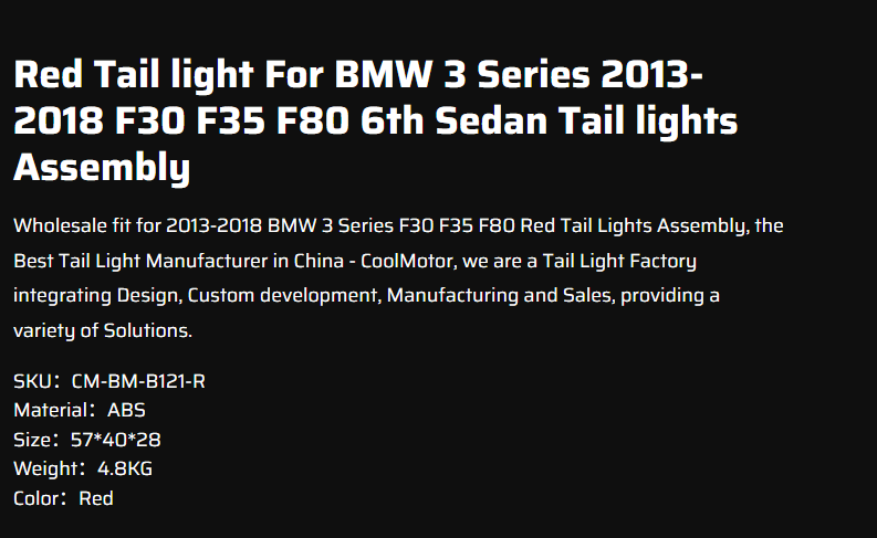 Red Tail light For BMW 3 Series 2013-2018 F30 F35 F80 6th Sedan Tail lights Assembly