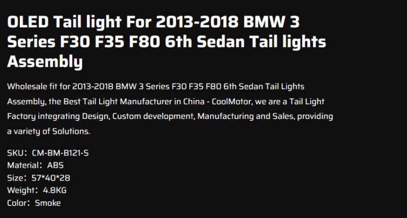 OLED Tail light For 2013-2018 BMW 3 Series F30 F35 F80 6th Sedan Tail lights Assembly