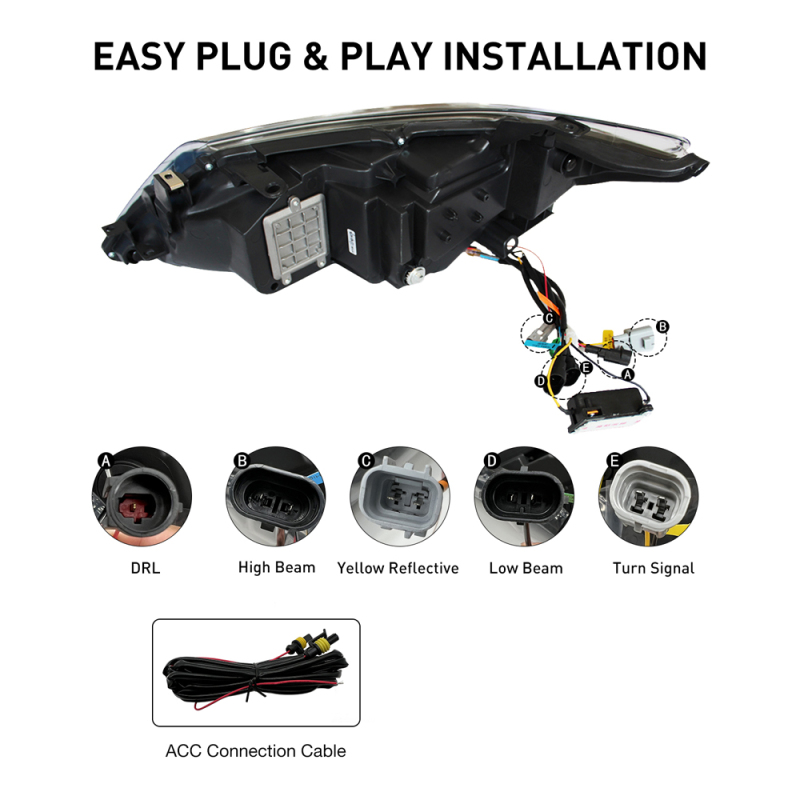 Triple Beams Led Headlight For 2012-2014 Toyota Camry Headlight Assembly