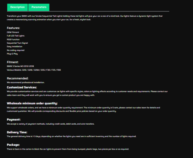 Smoke Tail Light For 2013-2018 BMW 3 Series/M3/F30/F35/F80