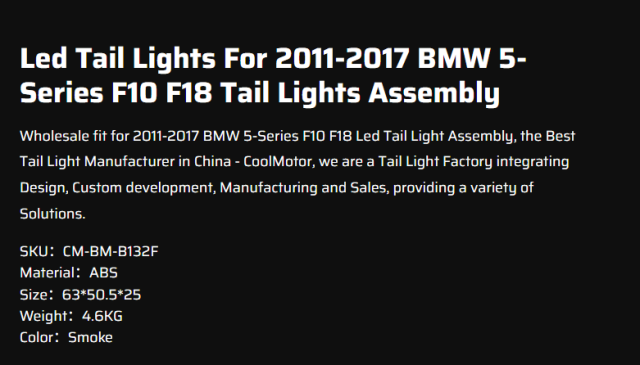 Led Tail Lights For 2011-2017 BWM 5-Series F10 F18 Tail Lights Assembly