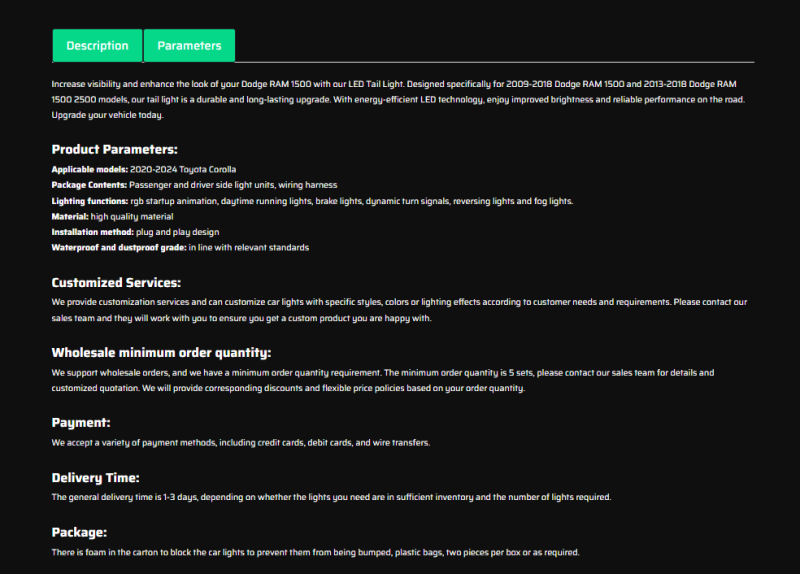 RGB Tail Lights for 2020-2024 Toyota Corolla Start Up Animation DRL Rear Lamp Assembly