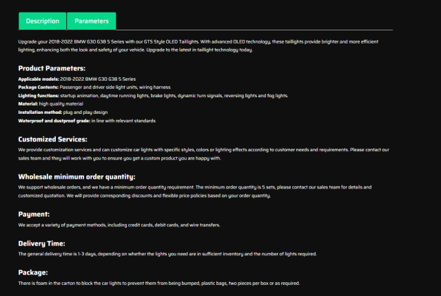 GTS Style OLED Taillights - 2018-2022 BWM G30 G38 5 Series