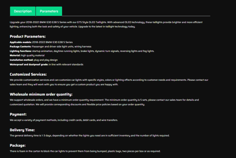 GTS Style OLED Taillights - 2018-2022 BWM G30 G38 5 Series