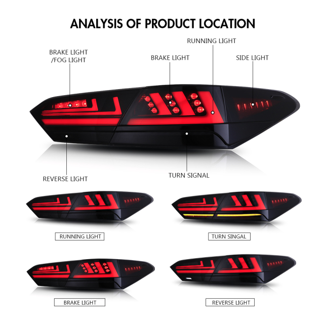 LED Tail Lights For 2018-2024 Toyota Camry SE XSE LE, Lexus Style Tail Light