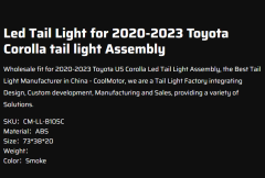 Led Tail Light for 2020-2023 Toyota Corolla tail light Assembly