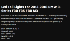 Led Tail Lights For 2013-2018 BWM 3-Series F30 F35 F80 M3