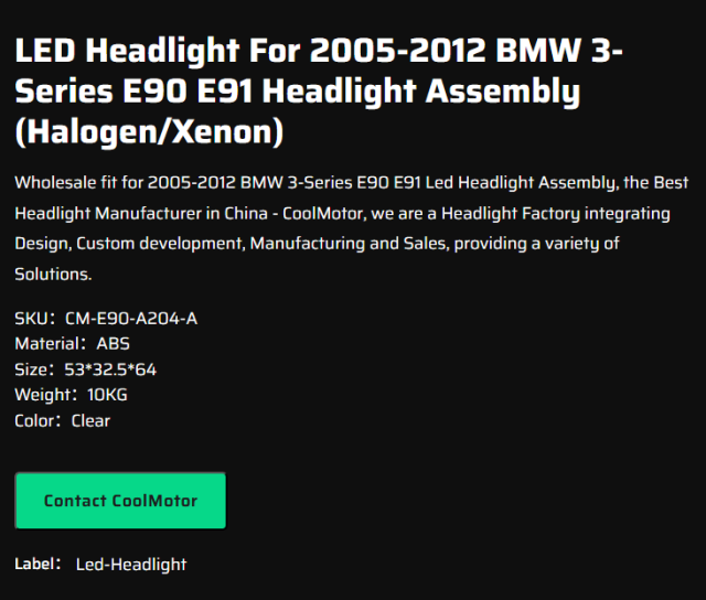 LED Headlight For 2005-2012 BMW 3-Series E90 E91 Headlight Assembly (Halogen/Xenon)