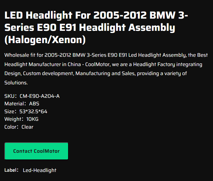 LED Headlight For 2005-2012 BMW 3-Series E90 E91 Headlight Assembly (Halogen/Xenon)