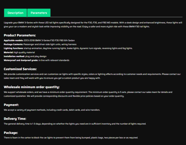 Led Tail Lights For 2013-2018 BWM 3-Series F30 F35 F80 M3