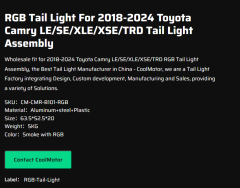 RGB Tail Light For 2018-2024 Toyota Camry LE/SE/XLE/XSE/TRD Tail Light Assembly