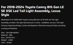 For 2018-2024 Toyota Camry 8th Gen LE SE XSE Led Tail Light Assembly, Lexus Style