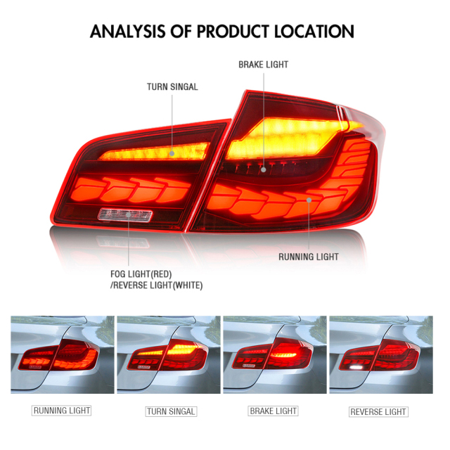 Red Tail Lights For 2011-2017 BWM 5 Series F10 F18 Tail Lights Assembly