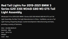 Red Tail Lights For 2019-2021 BWM 3 Series G20 330i M340i G80 M3 GTS Tail Light Assembly