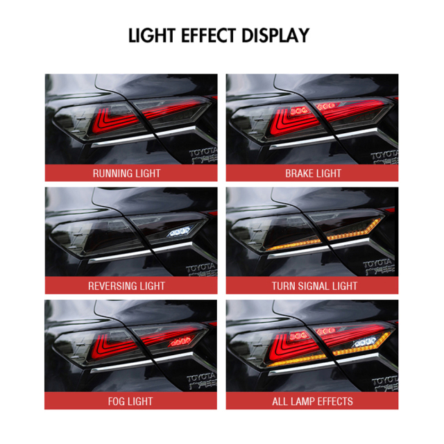 Custom 8th Gen Tail Light For 2018-2024 Toyota Camry SE XSE LE Lexus Style Rear Lights