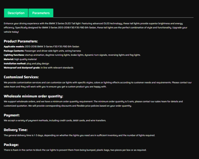 OLED Tail light For 2013-2018 BMW 3 Series F30 F35 F80 6th Sedan Tail lights Assembly