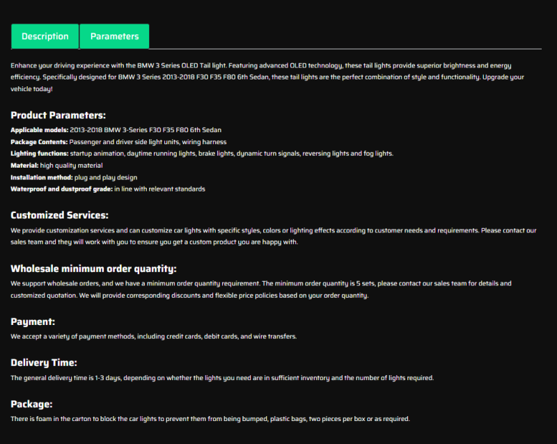 OLED Tail light For 2013-2018 BMW 3 Series F30 F35 F80 6th Sedan Tail lights Assembly