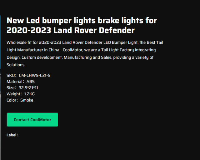 New Led bumper lights brake lights for 2020-2023 Land Rover Defender