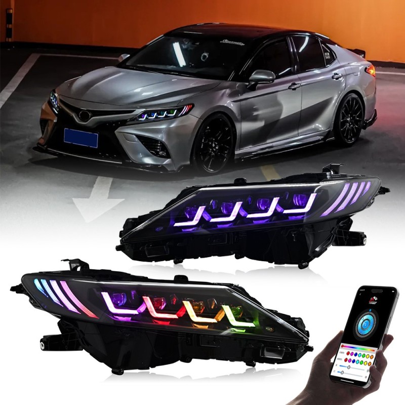 New RGB Headlights For 2018-2024 Toyota Camry LE SE XLE XSE TRD (Quad Projectors Headlights)