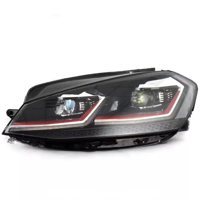 Modified Led Auto Car Front Light Golf MK7 Headlights With 7.5 Looking Red Chrome Line