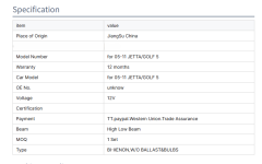 Modified Led Auto Car Front Light for 2005-2011 VW GOLF 5/JETTA HEADLAMP with Lens