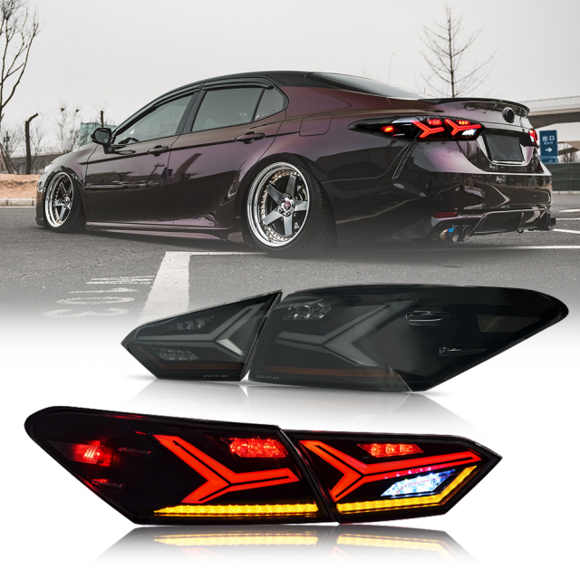 For 2018-2024 Toyota Camry 8th Gen LE/SE/XLE/XSE Led Taillights Assembly (White Fish Bone)