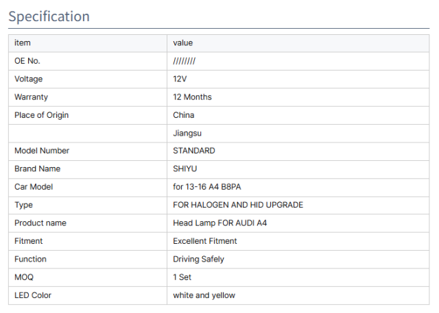 Auto Lighting Systems Auto Parts Headlights for 13-16 AUDI A4 B8PA No reviews yet