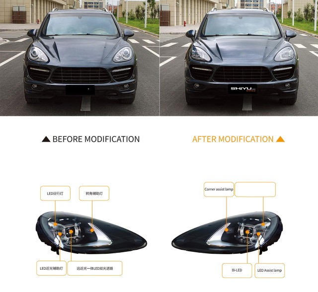 958.1 Upgrade 9Y0 19 Style LED Headlights Suitable for 11-14 Cayenne