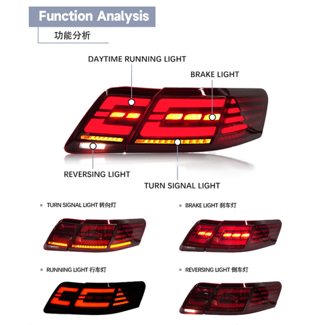 Suitable for 2007-2011 Toyota Camry Tail light assembly modification Running lights brake steering