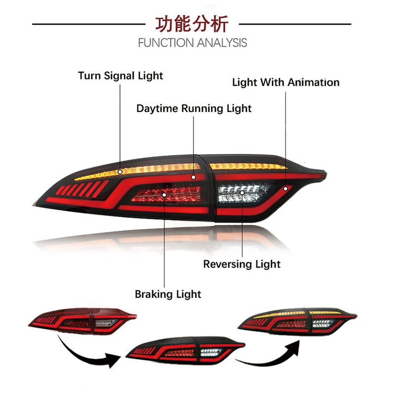 Suitable for 20 years Toyota Leyline modified tail lights running lights Corolla  LED rear penetration lights