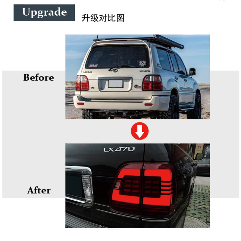Suitable for Lexus LX470 Tail Light Assembly Modification LED running steering running water 2004-2007