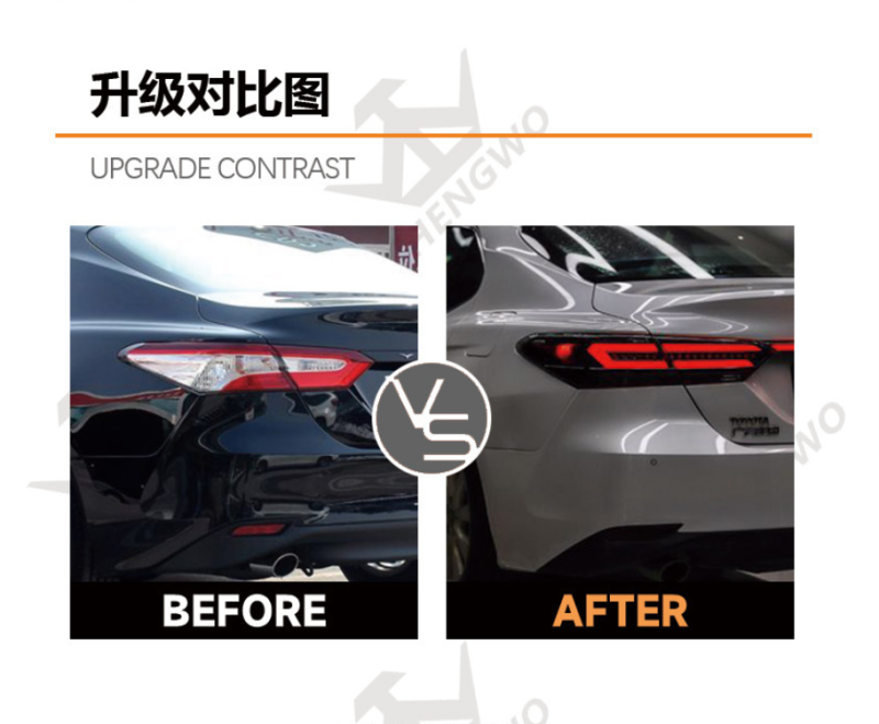 For Toyota VIII Camry Throughout Tail Lights Modified Tail Lights Led Running Brake Turn 2018-2