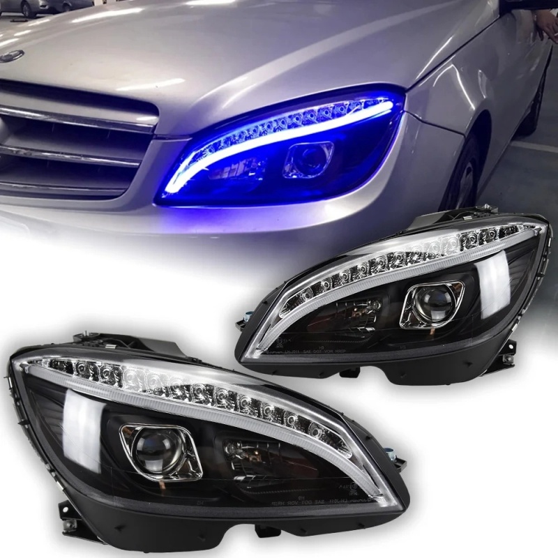 Mercedes-Benz C-CLASS Car Styling Headlights for Benz W204 LED Headlight 2007-2010 Head Lamp DRL Signal Hid Bi Xenon Angel Eyes Projector Lens Auto Accessories
