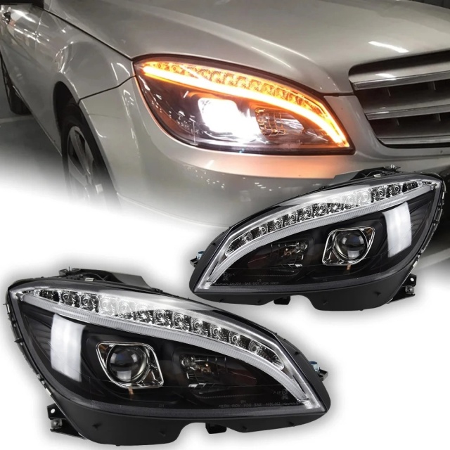 Mercedes-Benz C-CLASS Car Styling Headlights for Benz W204 LED Headlight 2007-2010 Head Lamp DRL Signal Hid Bi Xenon Angel Eyes Projector Lens Auto Accessories