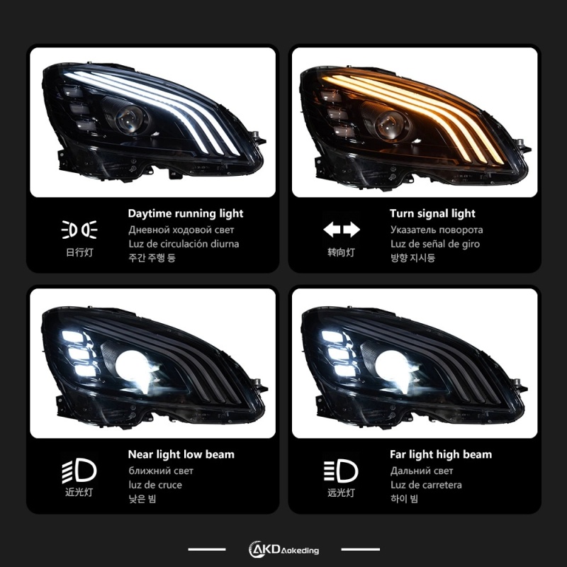 Mercedes-Benz C-CLASS Car Styling Head Lamp For Benz W204 2007-2010 LED Headlight DRL Signal Porjector Lens C300 C260 C200 Assembly Upgrade Dynamic Auto Accessories
