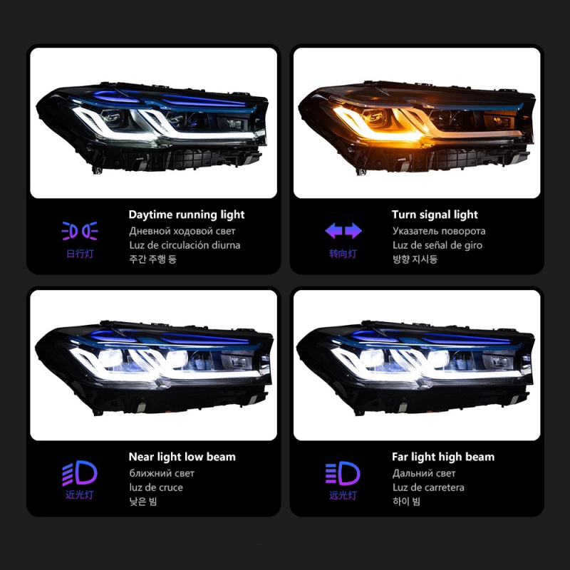 BMW 5 SERIES Car Lights for BMW G30 LED Headlight Projector Lens 2021-2023 5 Series 530i 525i Head Lamp Front DRL Signal Auto Accessories