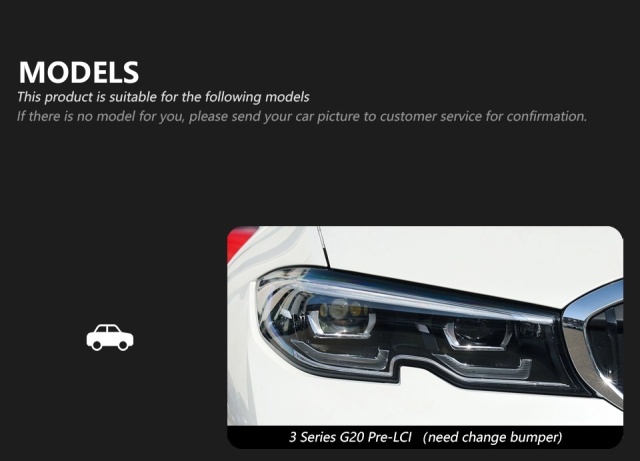 BMW 3 SERIES Suitable for BMW G20/G28 upgrade gold angel eye headlights