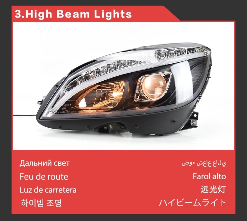 Mercedes-Benz C-CLASS Car Styling Headlights for Benz W204 LED Headlight 2007-2010 Head Lamp DRL Signal Hid Bi Xenon Angel Eyes Projector Lens Auto Accessories
