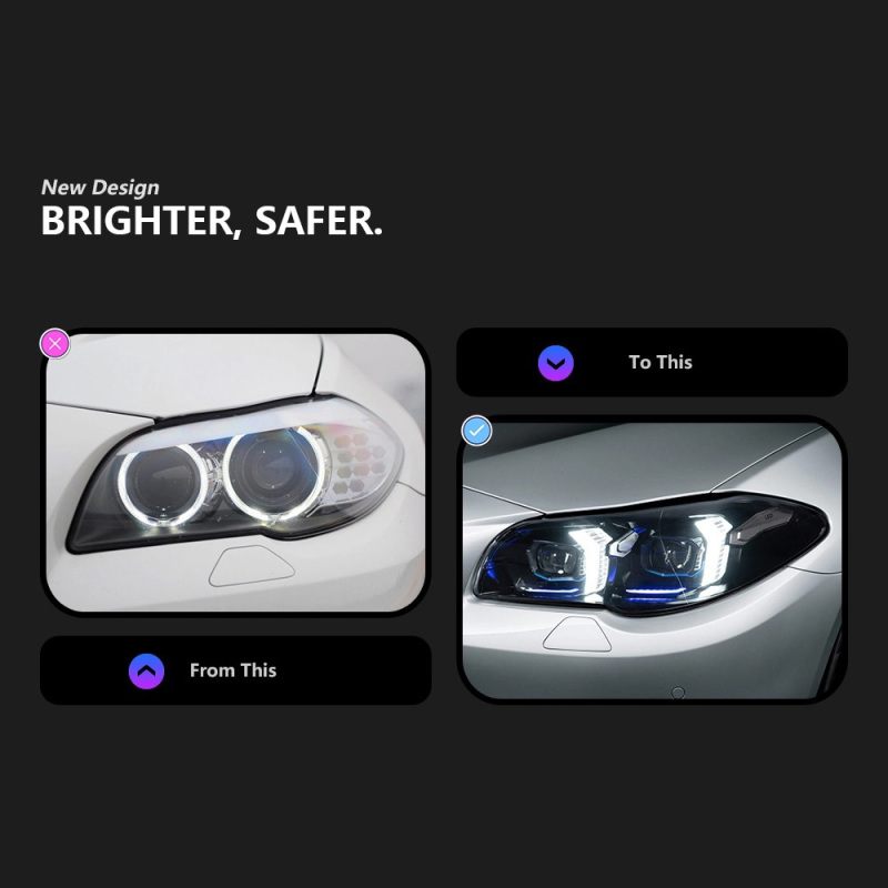 BMW 5 SERIES Suitable for BMW 5 Series F10 headlight modification and upgrade fang style
