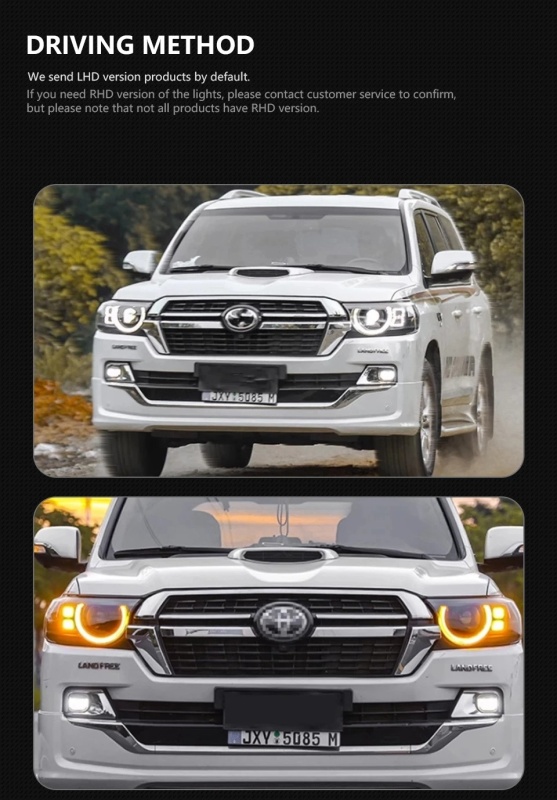 TOYOTA Highlander Car Styling for Toyota Land Cruiser Headlights 2016-2021 LC70-LC90 LED Headlight DRL LED Projector Lens Automotive Accessories