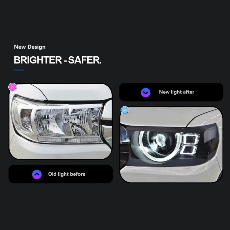 TOYOTA Highlander Car Styling for Toyota Land Cruiser Headlights 2016-2021 LC70-LC90 LED Headlight DRL LED Projector Lens Automotive Accessories