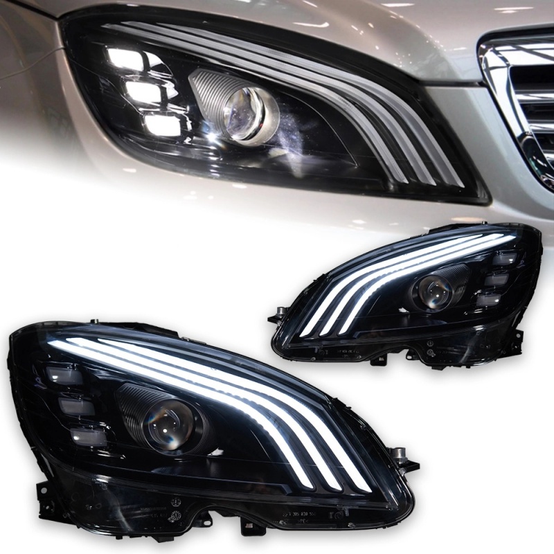 Mercedes-Benz C-CLASS Car Styling Head Lamp For Benz W204 2007-2010 LED Headlight DRL Signal Porjector Lens C300 C260 C200 Assembly Upgrade Dynamic Auto Accessories