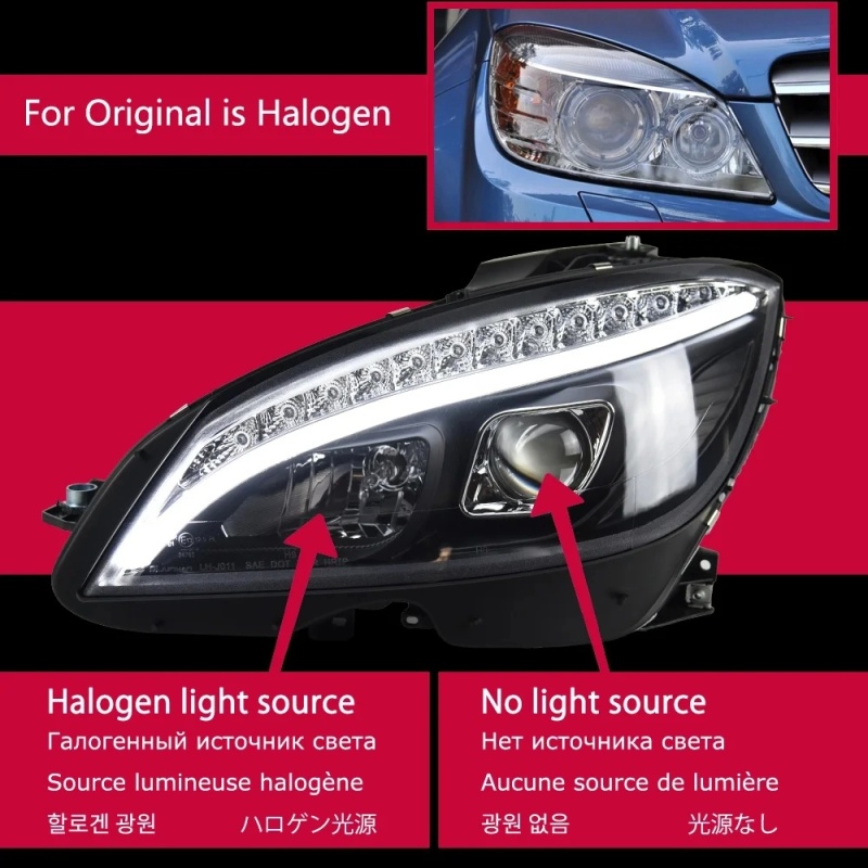 Mercedes-Benz C-CLASS Car Styling Headlights for Benz W204 LED Headlight 2007-2010 Head Lamp DRL Signal Hid Bi Xenon Angel Eyes Projector Lens Auto Accessories