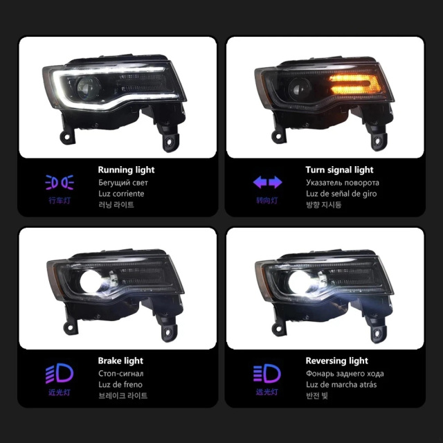 Jeep Grand Cherokee Head Lamp for Grand Cherokee LED Headlight 2011-2016 Headlights Compass DRL Turn Signal High Beam Angel Eye Projector Lens